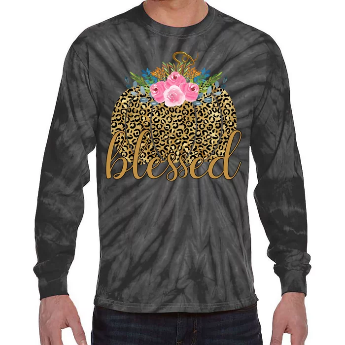 Blessed Cheetah Pumpkin October Tie-Dye Long Sleeve Shirt