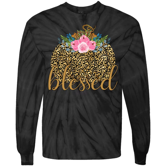 Blessed Cheetah Pumpkin October Tie-Dye Long Sleeve Shirt