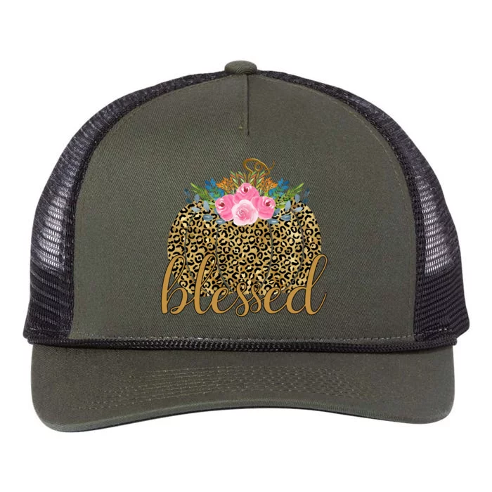 Blessed Cheetah Pumpkin October Retro Rope Trucker Hat Cap