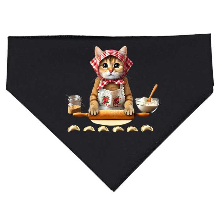 Babushka Cat Pierogi Making Polish Cat USA-Made Doggie Bandana