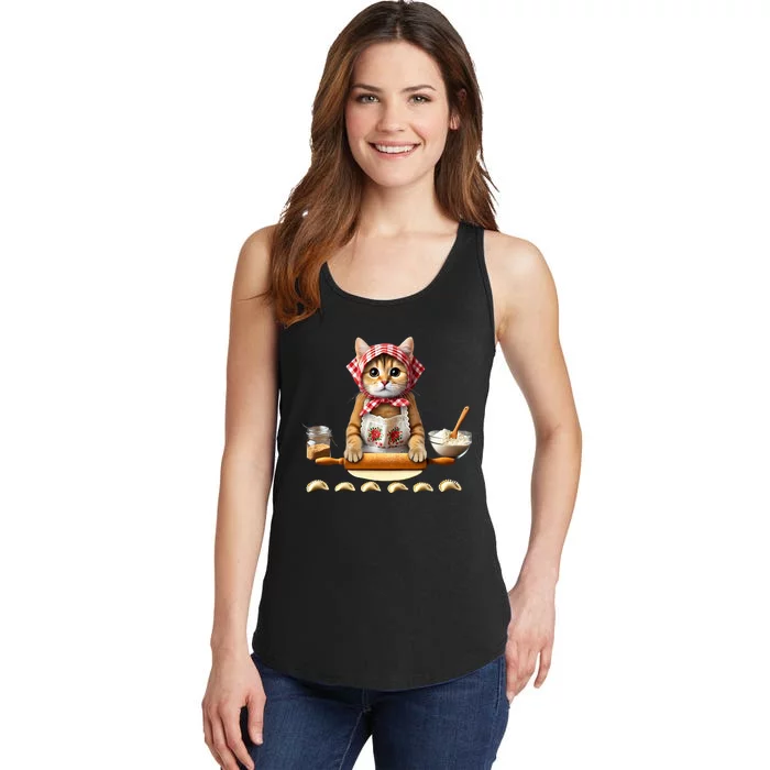 Babushka Cat Pierogi Making Polish Cat Ladies Essential Tank