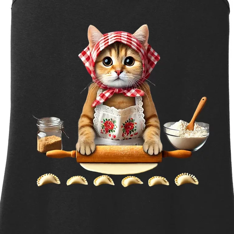 Babushka Cat Pierogi Making Polish Cat Ladies Essential Tank