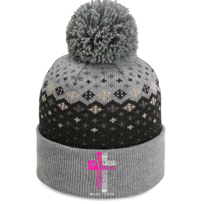 Breast Cancer Pink Ribbon Survivor For Christian Cross The Baniff Cuffed Pom Beanie