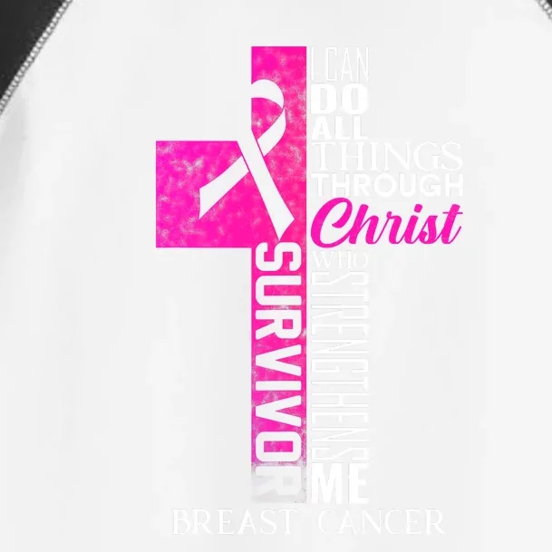 Breast Cancer Pink Ribbon Survivor For Christian Cross Toddler Fine Jersey T-Shirt