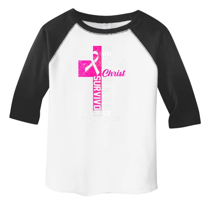 Breast Cancer Pink Ribbon Survivor For Christian Cross Toddler Fine Jersey T-Shirt