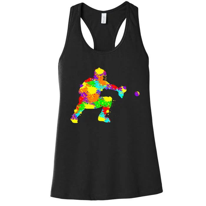 Baseball Catcher Player Women's Racerback Tank