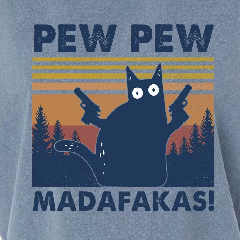 Black Cat Pew Pew Madafakas Garment-Dyed Women's Muscle Tee