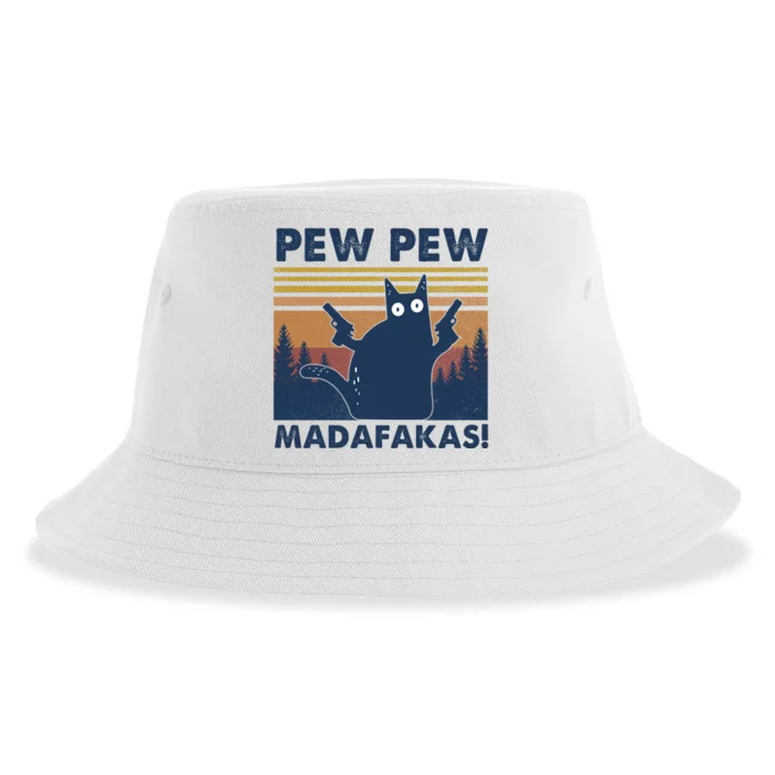 Black Cat Pew Pew Madafakas Sustainable Bucket Hat