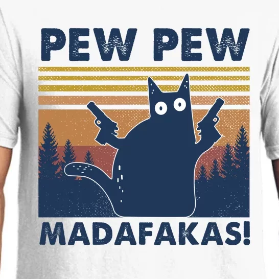 Black Cat Pew Pew Madafakas Pajama Set