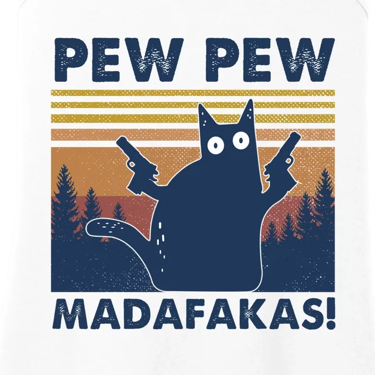 Black Cat Pew Pew Madafakas Ladies Essential Tank