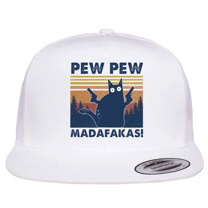 Black Cat Pew Pew Madafakas Flat Bill Trucker Hat