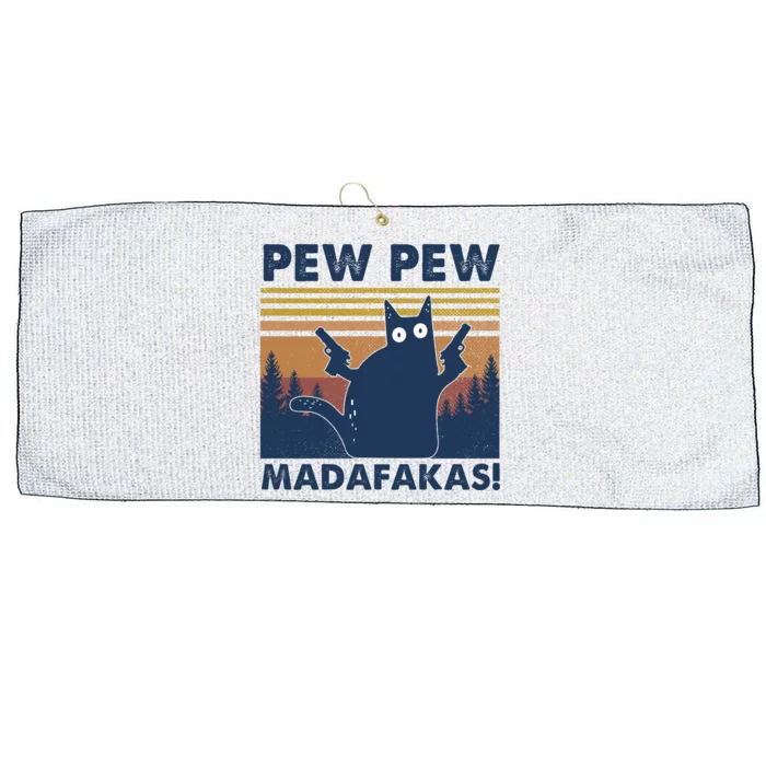 Black Cat Pew Pew Madafakas Large Microfiber Waffle Golf Towel