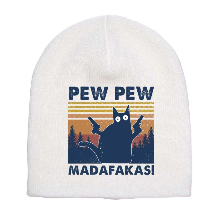 Black Cat Pew Pew Madafakas Short Acrylic Beanie