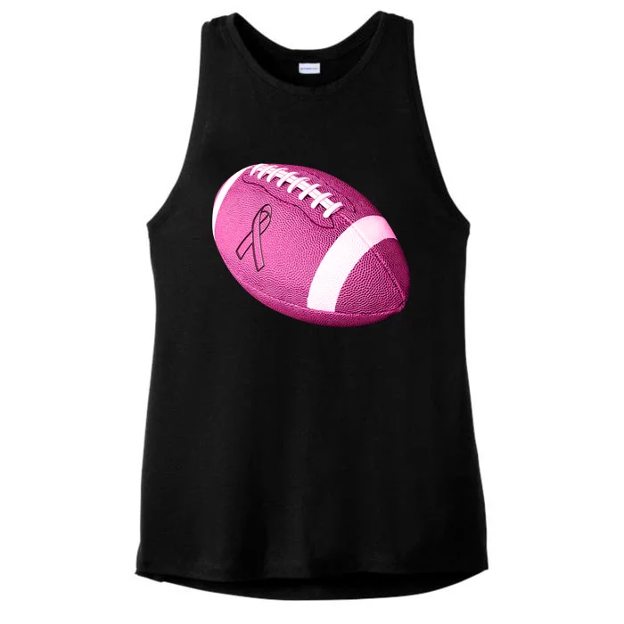 Breast Cancer Pink Football Ladies Tri-Blend Wicking Tank