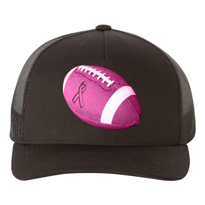 Breast Cancer Pink Football Yupoong Adult 5-Panel Trucker Hat