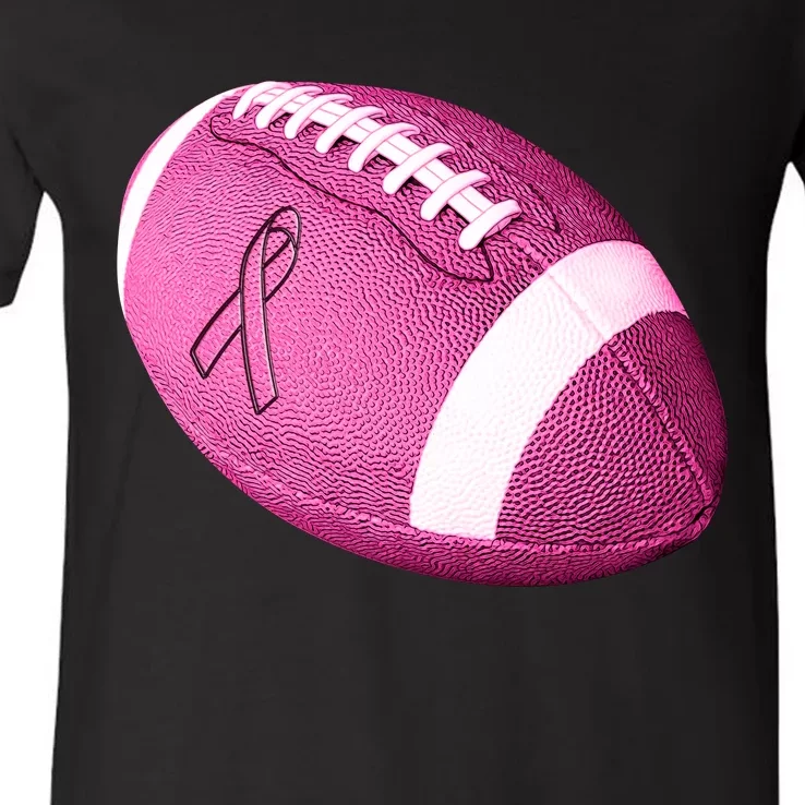 Breast Cancer Pink Football V-Neck T-Shirt