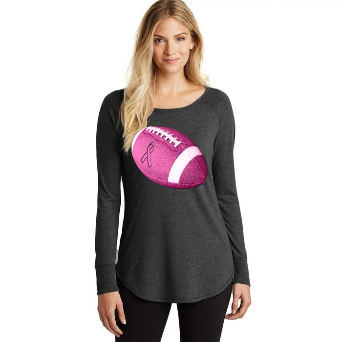 Breast Cancer Pink Football Women's Perfect Tri Tunic Long Sleeve Shirt