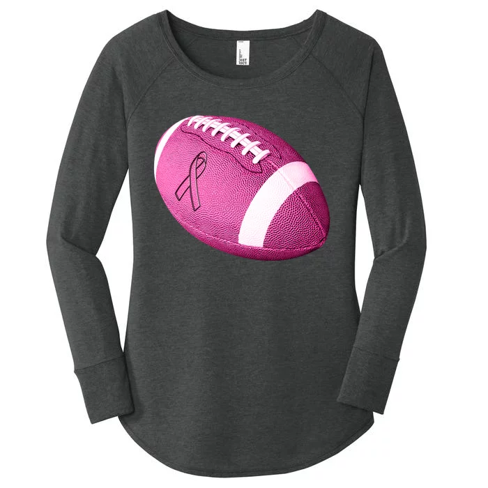 Breast Cancer Pink Football Women's Perfect Tri Tunic Long Sleeve Shirt