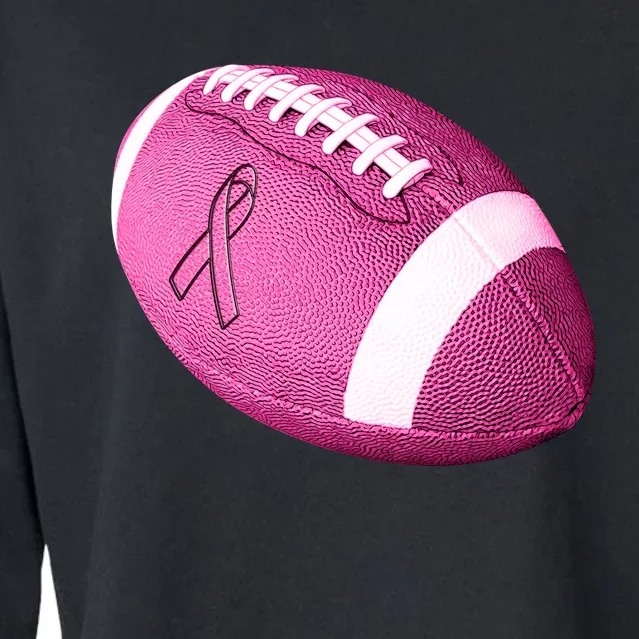 Breast Cancer Pink Football Cropped Pullover Crew