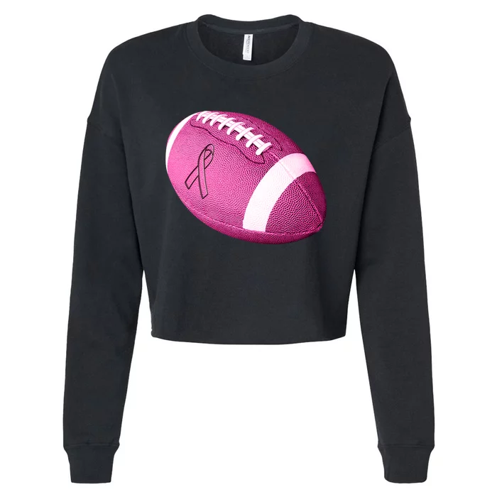 Breast Cancer Pink Football Cropped Pullover Crew