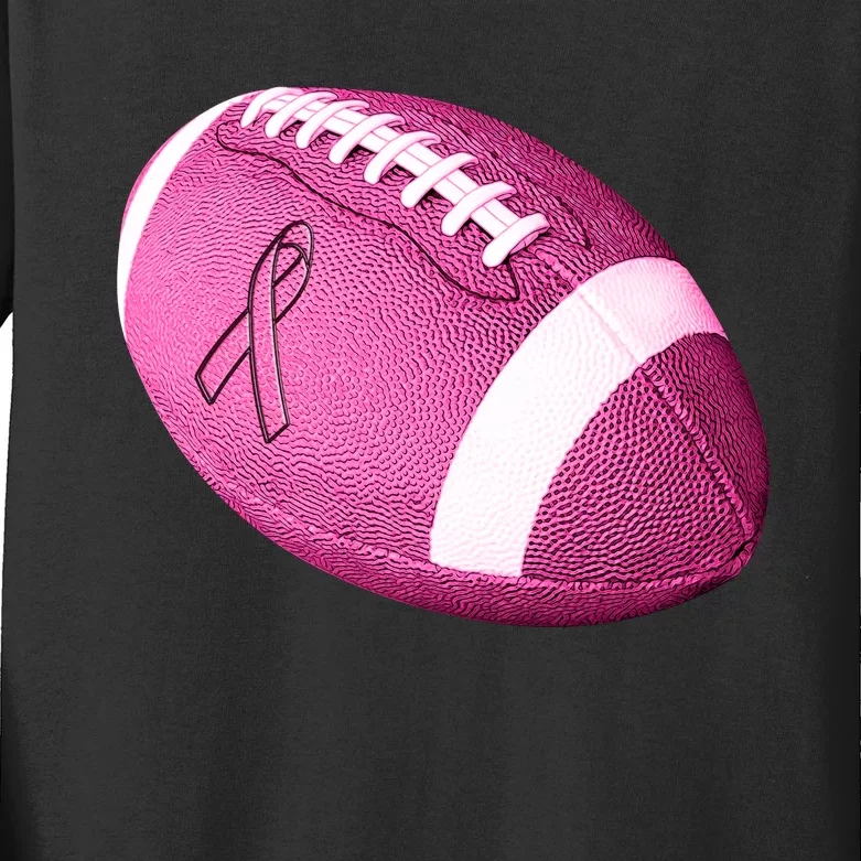 Breast Cancer Pink Football Kids Long Sleeve Shirt