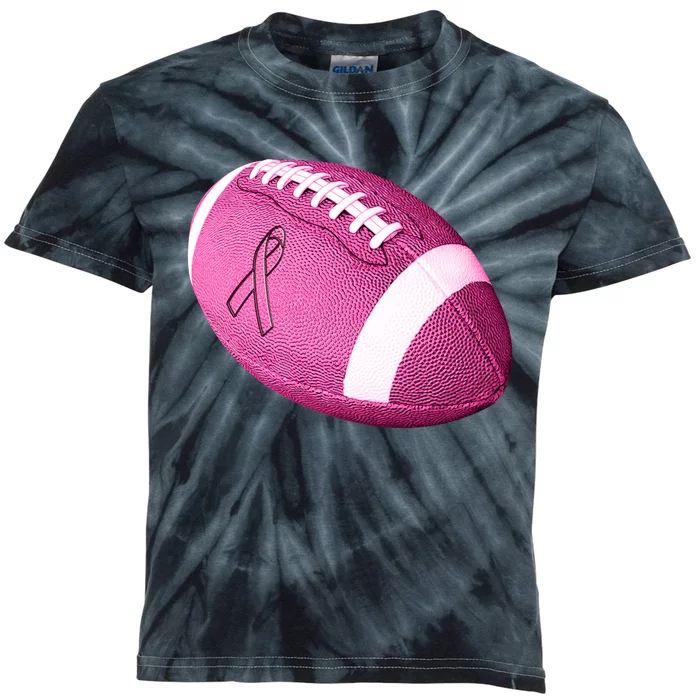 Breast Cancer Pink Football Kids Tie-Dye T-Shirt