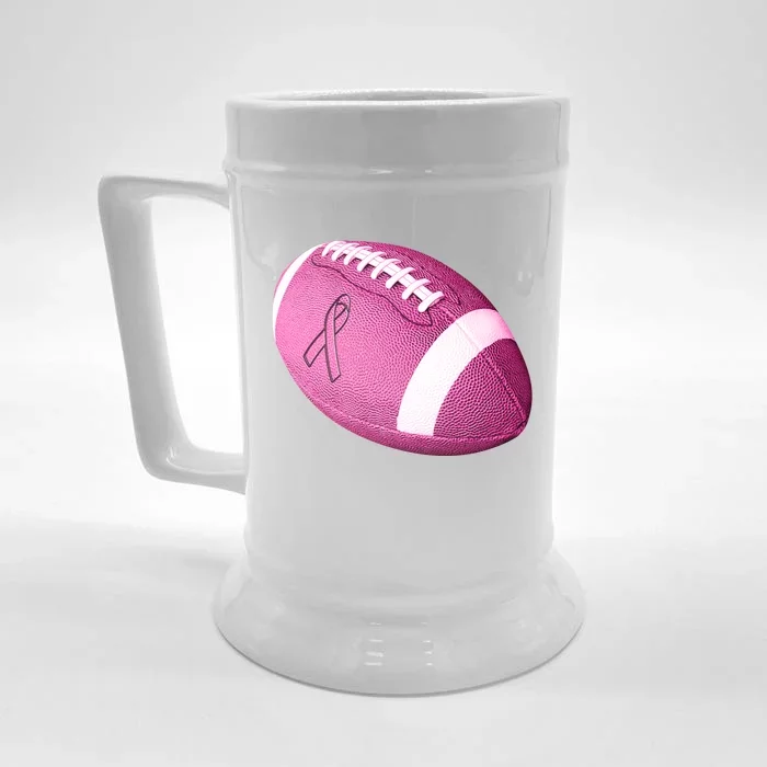 Breast Cancer Pink Football Front & Back Beer Stein