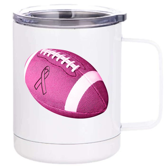 Breast Cancer Pink Football Front & Back 12oz Stainless Steel Tumbler Cup