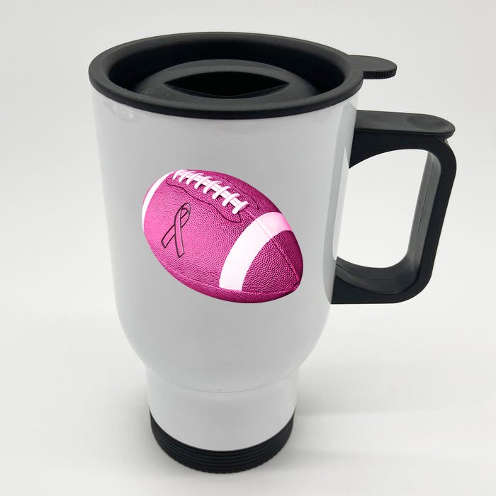 Breast Cancer Pink Football Front & Back Stainless Steel Travel Mug