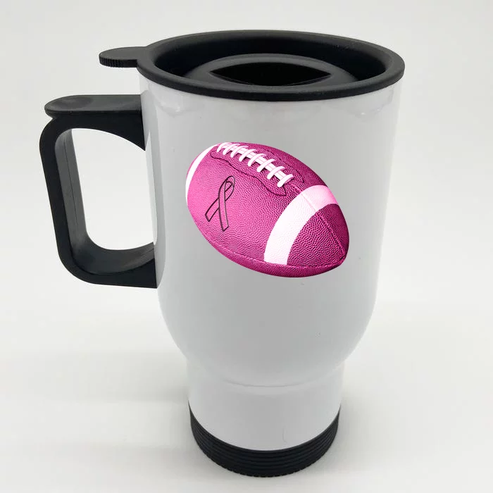 Breast Cancer Pink Football Front & Back Stainless Steel Travel Mug