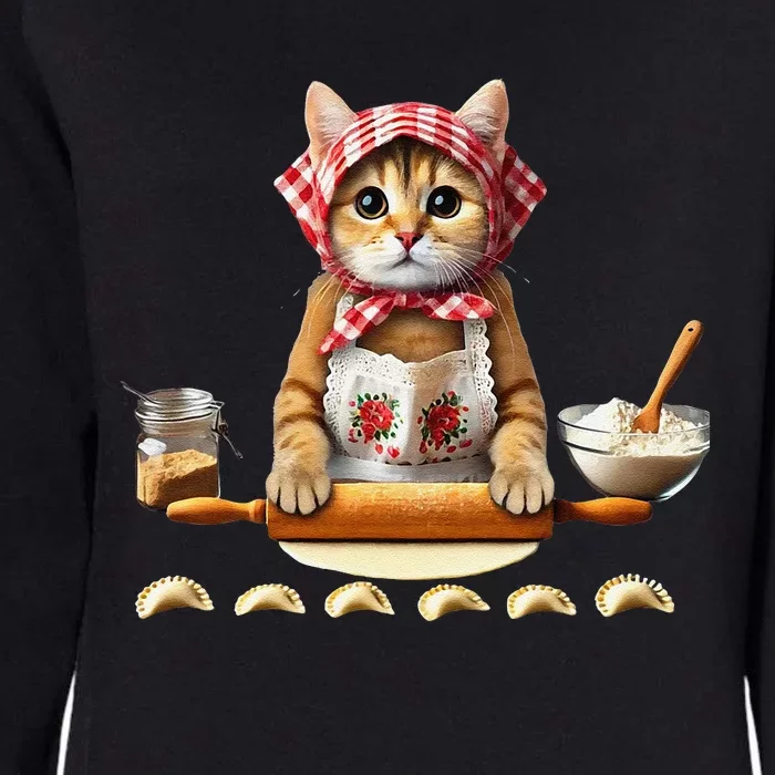 Babushka Cat Pierogi Making Polish Cat Womens California Wash Sweatshirt