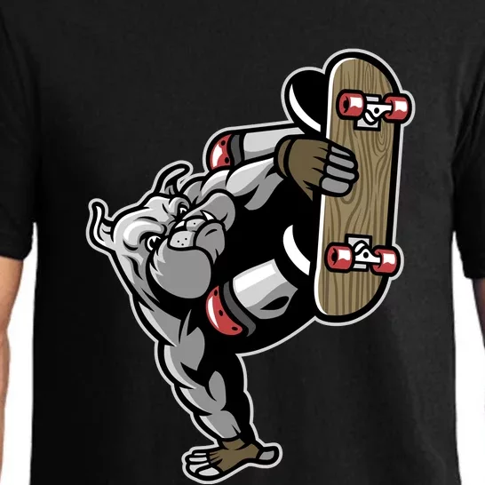 Bulldog Character Playing Skateboard Pajama Set