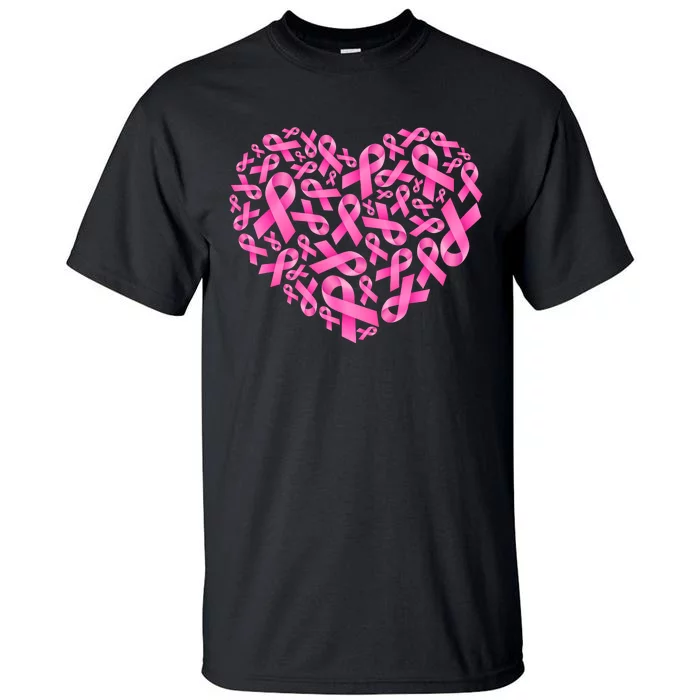 Breast Cancer Pink Ribbon Heart Tall T-Shirt