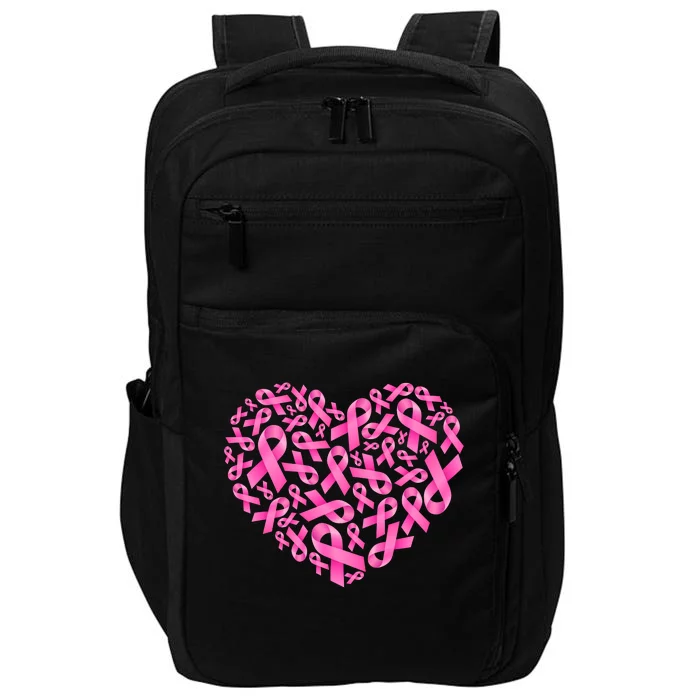 Breast Cancer Pink Ribbon Heart Impact Tech Backpack