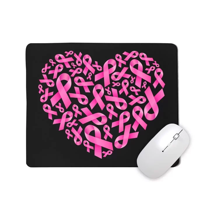 Breast Cancer Pink Ribbon Heart Mousepad