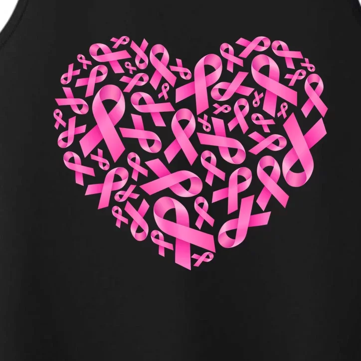 Breast Cancer Pink Ribbon Heart Performance Tank