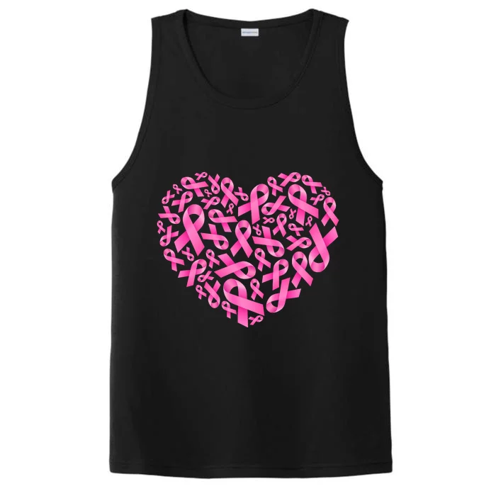 Breast Cancer Pink Ribbon Heart Performance Tank