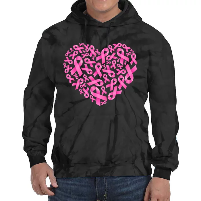 Breast Cancer Pink Ribbon Heart Tie Dye Hoodie