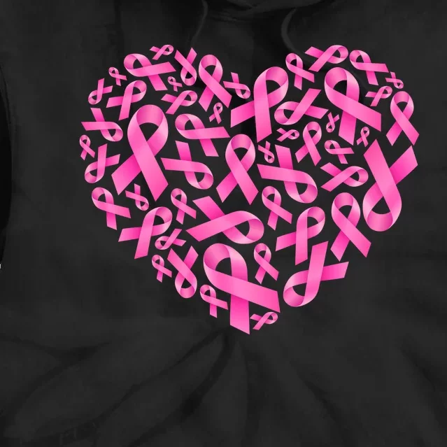 Breast Cancer Pink Ribbon Heart Tie Dye Hoodie