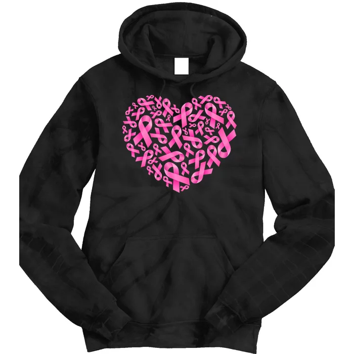 Breast Cancer Pink Ribbon Heart Tie Dye Hoodie