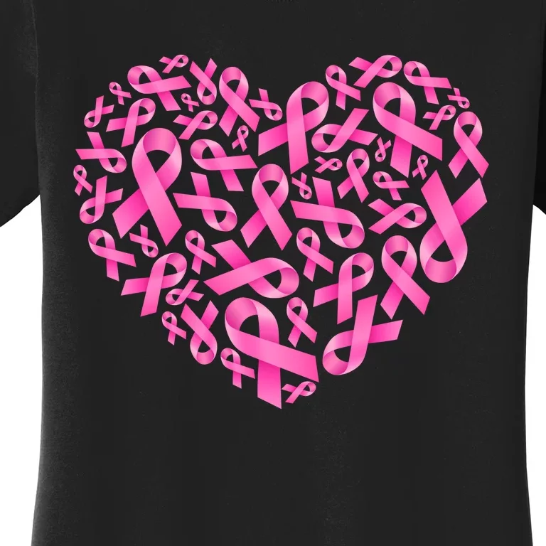 Breast Cancer Pink Ribbon Heart Women's T-Shirt