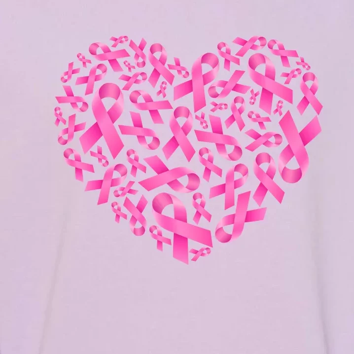 Breast Cancer Pink Ribbon Heart Garment-Dyed Sweatshirt