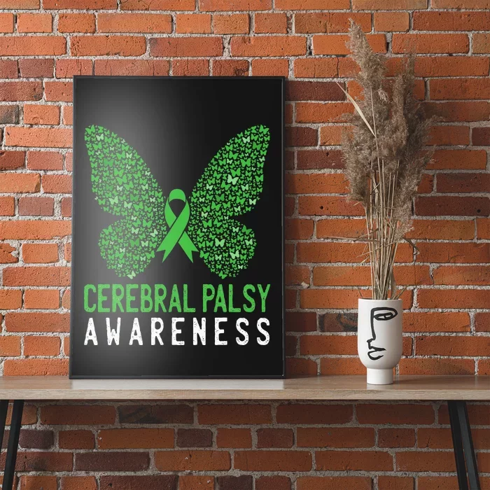 Butterfly Cerebral Palsy Awareness CP Green Ribbon Support Poster