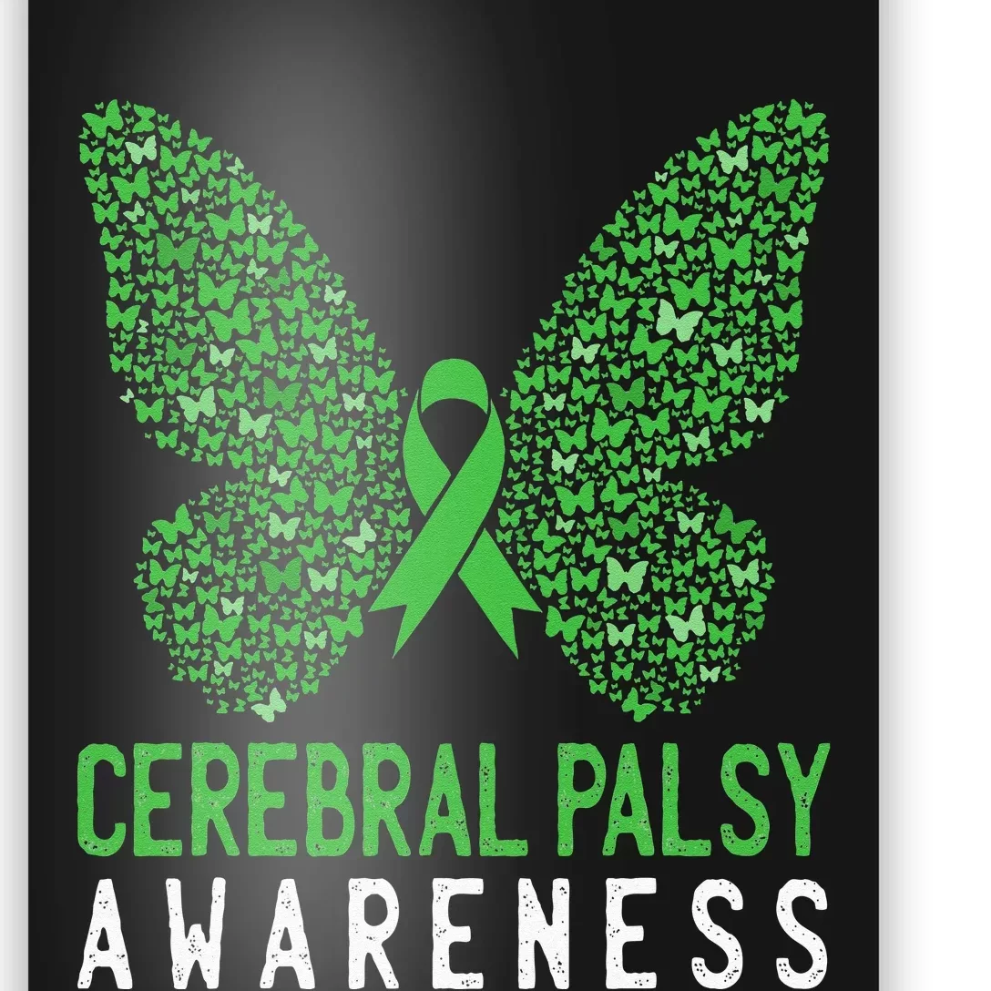 Butterfly Cerebral Palsy Awareness CP Green Ribbon Support Poster