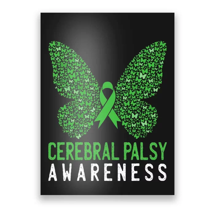 Butterfly Cerebral Palsy Awareness CP Green Ribbon Support Poster