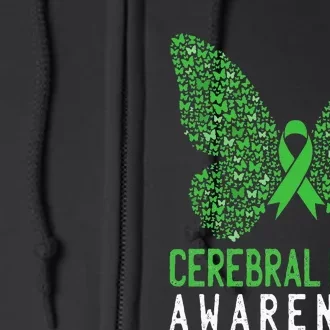 Butterfly Cerebral Palsy Awareness CP Green Ribbon Support Full Zip Hoodie