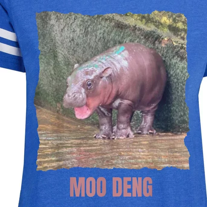 Baby Cute Pygmy Hippo Moo Deng Funny Gift Enza Ladies Jersey Football T-Shirt