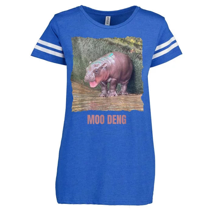 Baby Cute Pygmy Hippo Moo Deng Funny Gift Enza Ladies Jersey Football T-Shirt