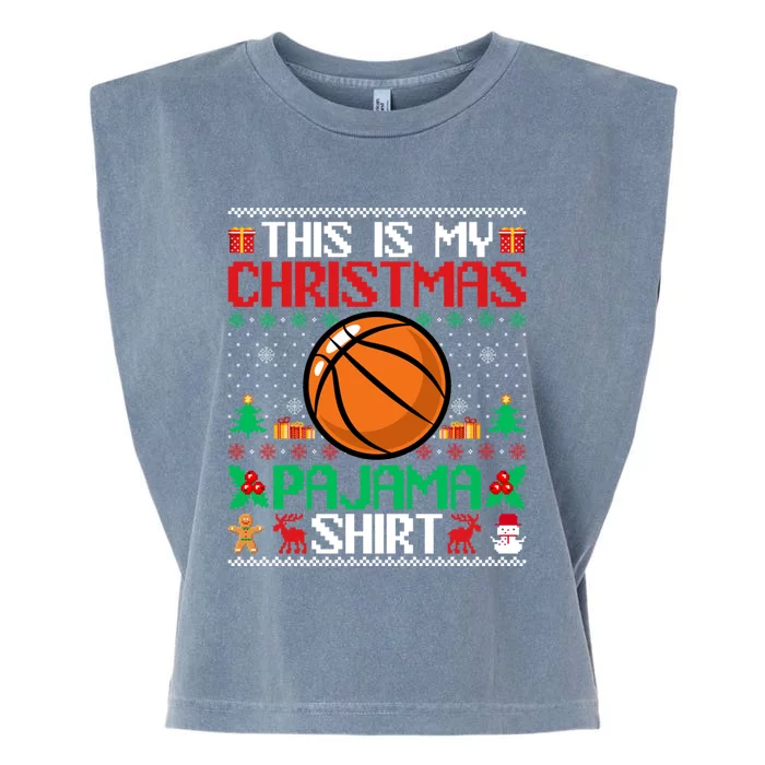 Basketball Christmas Pajama Gift Basketball Xmas Holiday Meaningful Gift Garment-Dyed Women's Muscle Tee