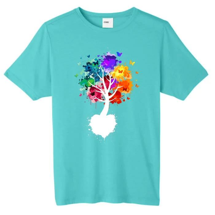 Bright Colorful Painted Butterfly Tree ChromaSoft Performance T-Shirt